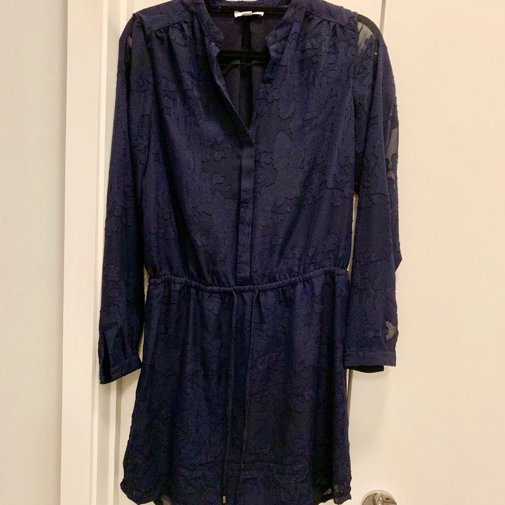 Floral-Detailed Tie Waist Long Sleeved Dress